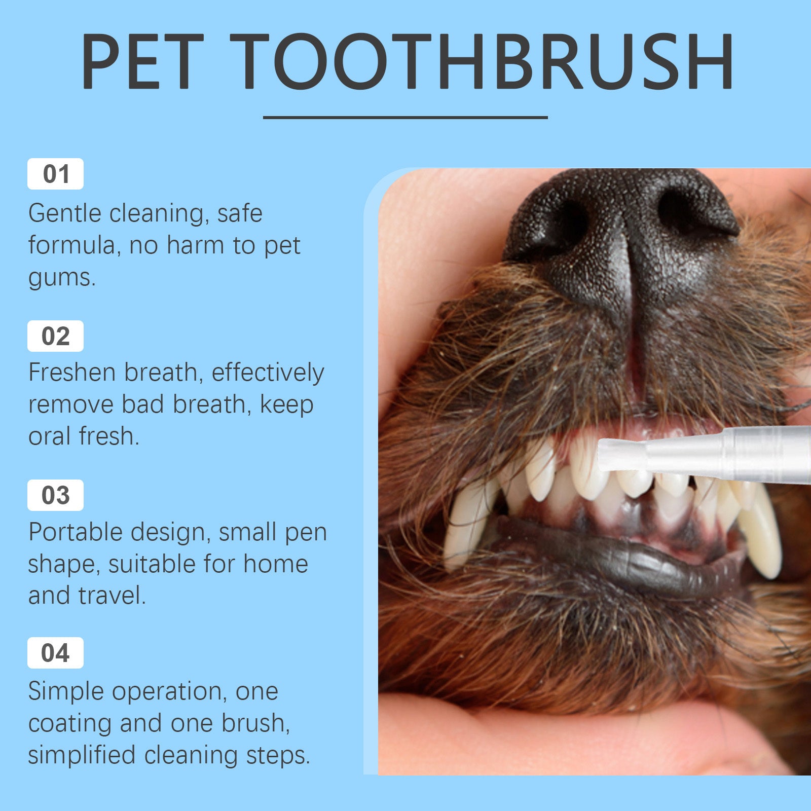 Gentle Pet Toothbrush – Ergonomic Soft Bristle Oral Care Brush for Dogs & Cats to Freshen Breath