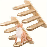 Four-Layer Wooden Wall-Mounted Cat Climbing Frame – Multi-Level Sisal-Wrapped Cat Play Structure
