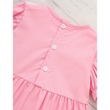 Toddler Baby Girl Spring Tulip Smocked Short Sleeve Dress with Lovely Tulip Embroidery – Princess Outfit