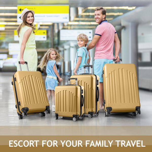 Vertical Striped 4-in-1 Hard Shell Luggage Set with Spinner Wheels & TSA Lock