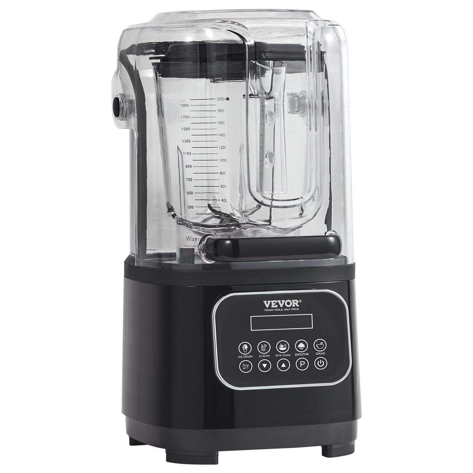 VEVOR Professional Quiet Blender - 1800W Commercial Blender with Sound Shield for Smoothies & Ice Crushing