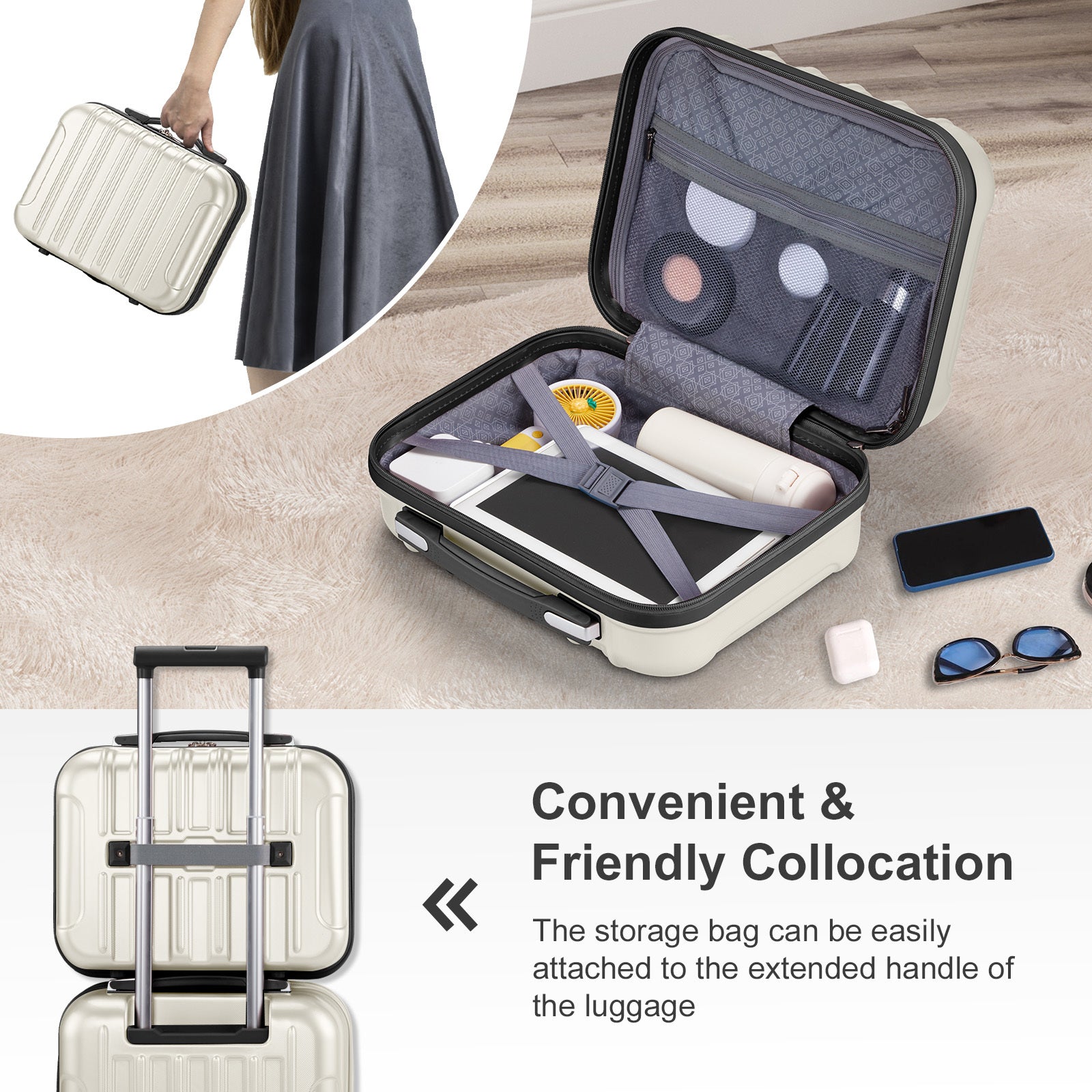 2-Piece Carry-On Luggage Set (20" & 14") - Expandable Hardshell Spinner with Personal Tote Bag