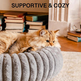 Mewoofun Donut Cat Bed – Grey 23" Washable Round Fluffy Calming Pet Bed with Non-Slip Bottom for Cats, Kittens & Puppies