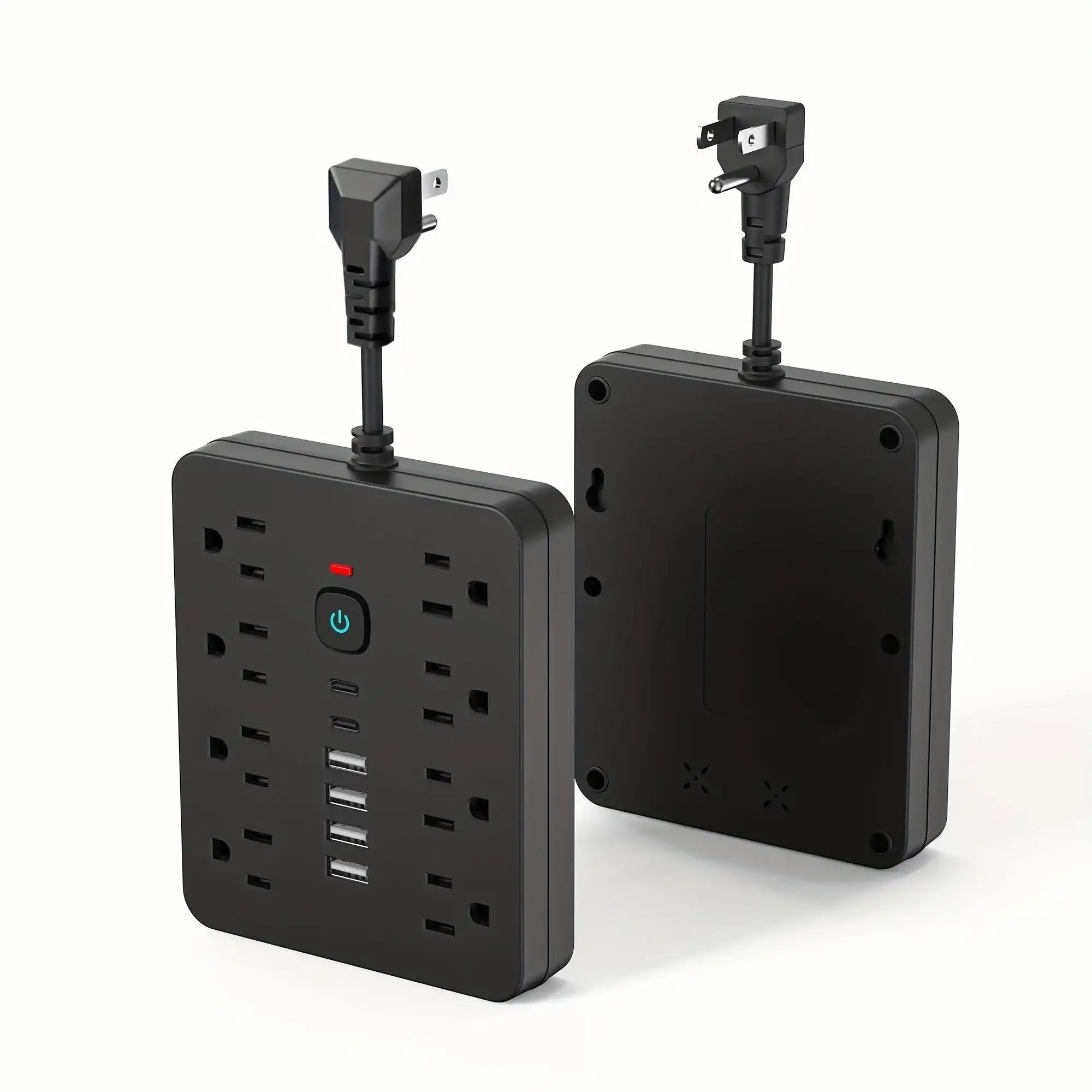 14-in-1 Wall-Mounted Power Strip with Overload Protection, One-Touch Control Switch, 8 AC Outlets & 6 USB Ports (Including 2 Type-C Ports) – Flexible Soft Cord Design for Office, Home, or School Use, Office Charging Hub | M - PulinGO