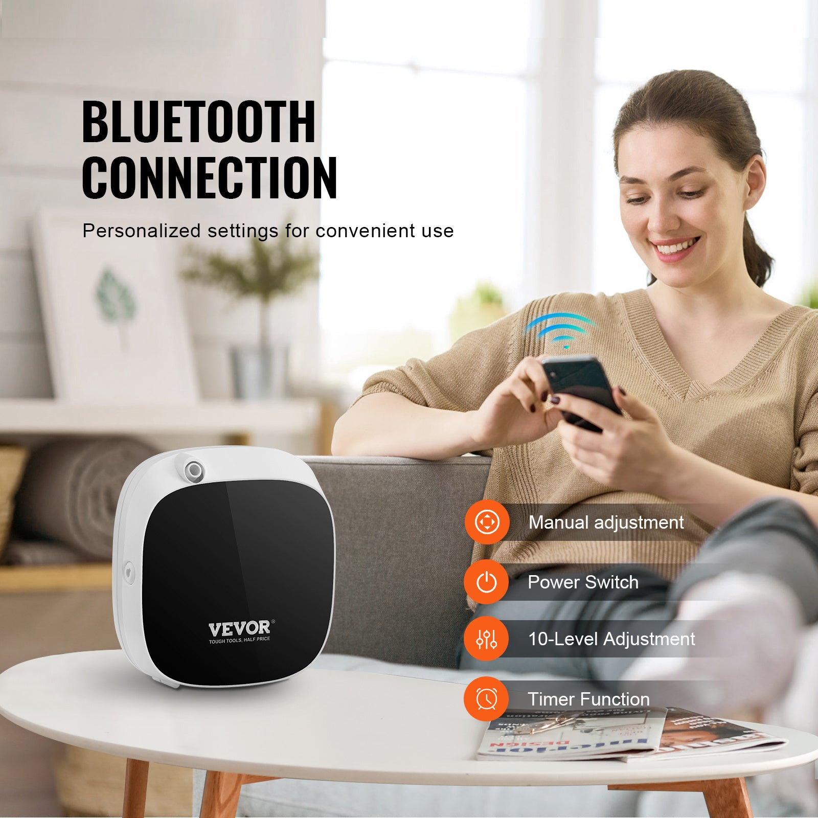 VEVOR Smart Scent Air Machine - Waterless Essential Oil Diffuser for Home & Spa | USB & Battery Powered