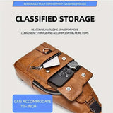Premium PU Leather Vintage Style Chest Bag – Spacious Multi-Compartment Crossbody with Waterproof Design for Men