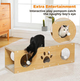 Multi-Hole Fun Cat Tunnel with Scratching Board & Pom-Poms – Interactive Tunnel House for Multi-Cat Families