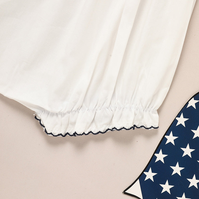 Baby Girl 4th of July Bubble Romper – Smocked Fly Sleeve Bodysuit 🇺🇸