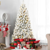 5 Ft Pre-Lit Flocked Artificial Christmas Tree – Fire-Resistant PVC, Hinged Design, Realistic Flocked Tips, Easy Assembly