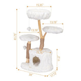 Modern Cat Tree – Natural Branch Cat Tower & Luxury Indoor Cat Condo, White