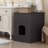 Wooden Pet House Cat Litter Box Enclosure with Drawer – Indoor Cat Crate & Side Table Furniture Design