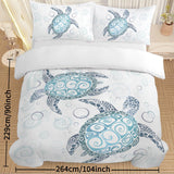 Ocean Turtle 3‑Piece Comforter Set – Turtle‑Themed Bedding with 2 Pillowcases (Queen Size)