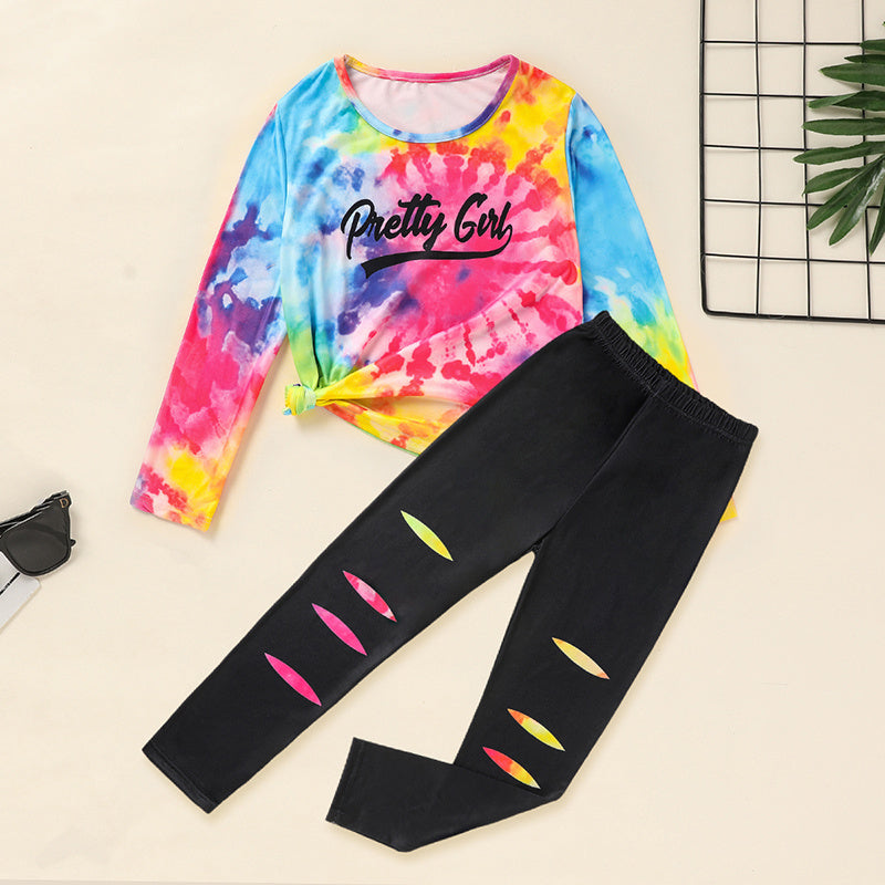 Toddler Girls Spring & Fall Outfit Set – Pretty Girl Letter Print Long Sleeve Pullover with Matching Pants