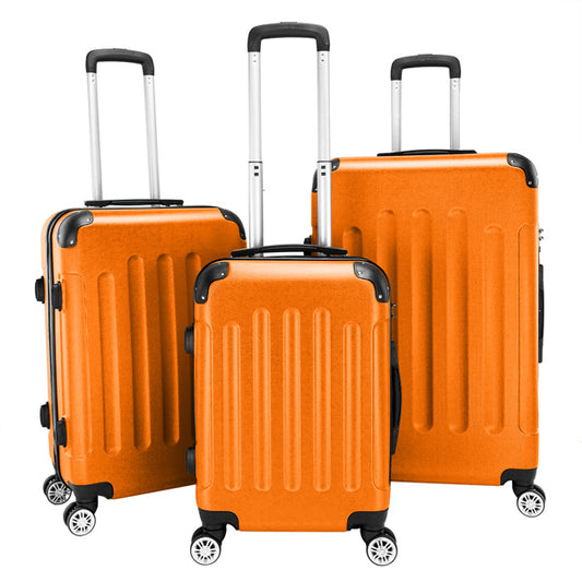 3-in-1 ABS Hard Shell Luggage Set – Lightweight Spinner Suitcases (20", 24", 28") – Orange