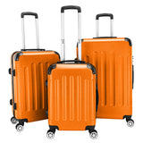 3-in-1 ABS Hard Shell Luggage Set – Lightweight Spinner Suitcases (20", 24", 28") – Orange