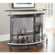Ariana Bar Table/Server – Demilune Mixed-Media Bar with Smoked Glass Shelves, Stemware Holder & Footrest, 51" × 21" × 41" (Black)