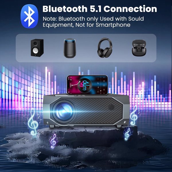Native 1080P Projector with 5G WiFi and Bluetooth - 4K Supported Home Theater Projector
