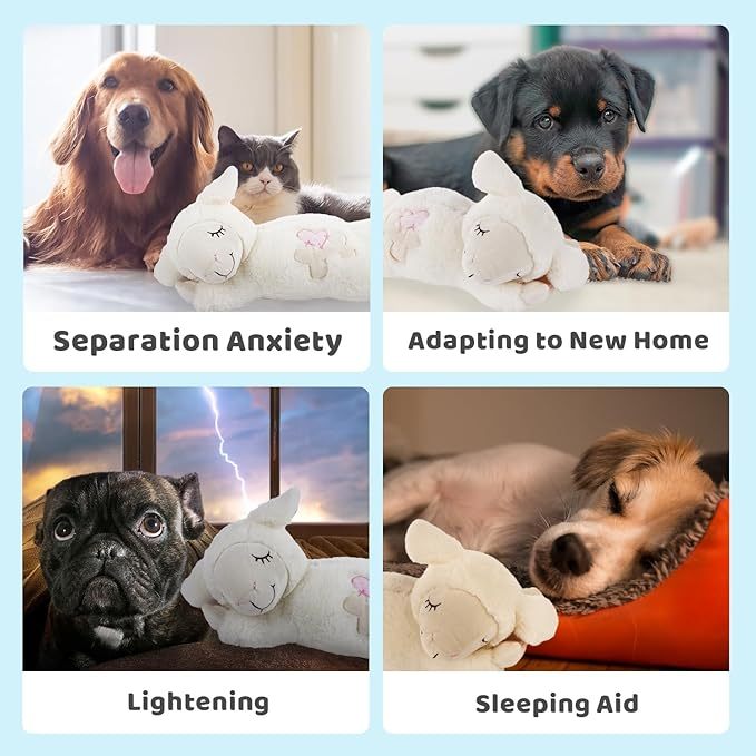 Pet Anti-Anxiety Sleeping Toy – Heartbeat Apparatus for Dogs & Cats, Comforting Plush Toy for Calming & Better Sleep