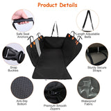 Dog Car Back Seat Cover – Waterproof 600D Oxford Cloth Protector with Zipper Mesh Window, Storage Bags & Side Flaps for Cars, Trucks & SUVs