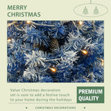 Pre-Lit Christmas 4-Piece Artificial Tree Set – Entrance Trees, Garland & Wreath with LED Lights