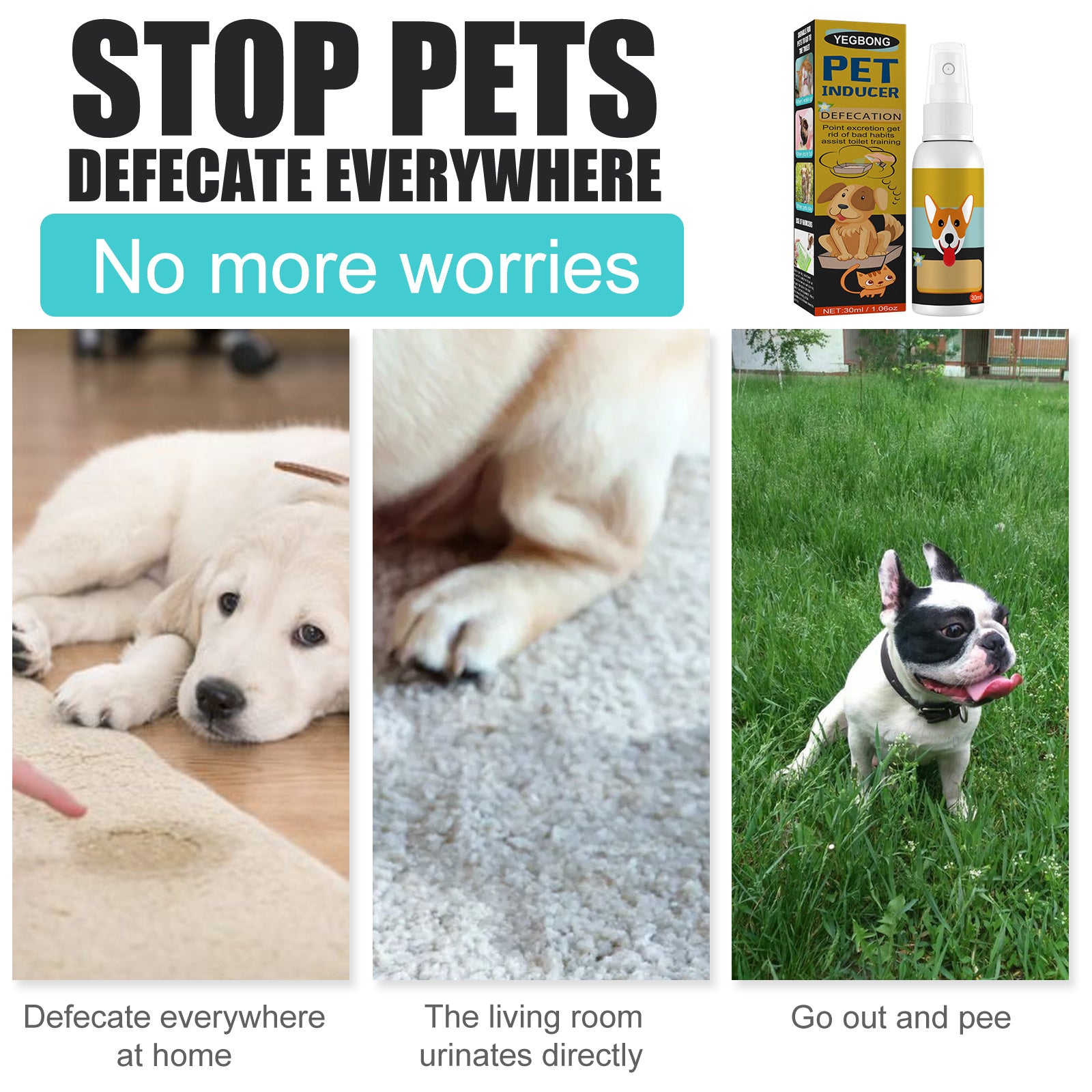 Pet Feces Positioning Inducer Spray – Attractant Scent Training Aid for Indoor & Outdoor Litter Spotting