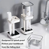 Toothbrush & Toothpaste Holder – 3-Slot Bathroom Organizer with Cup & Cover - PulinGO