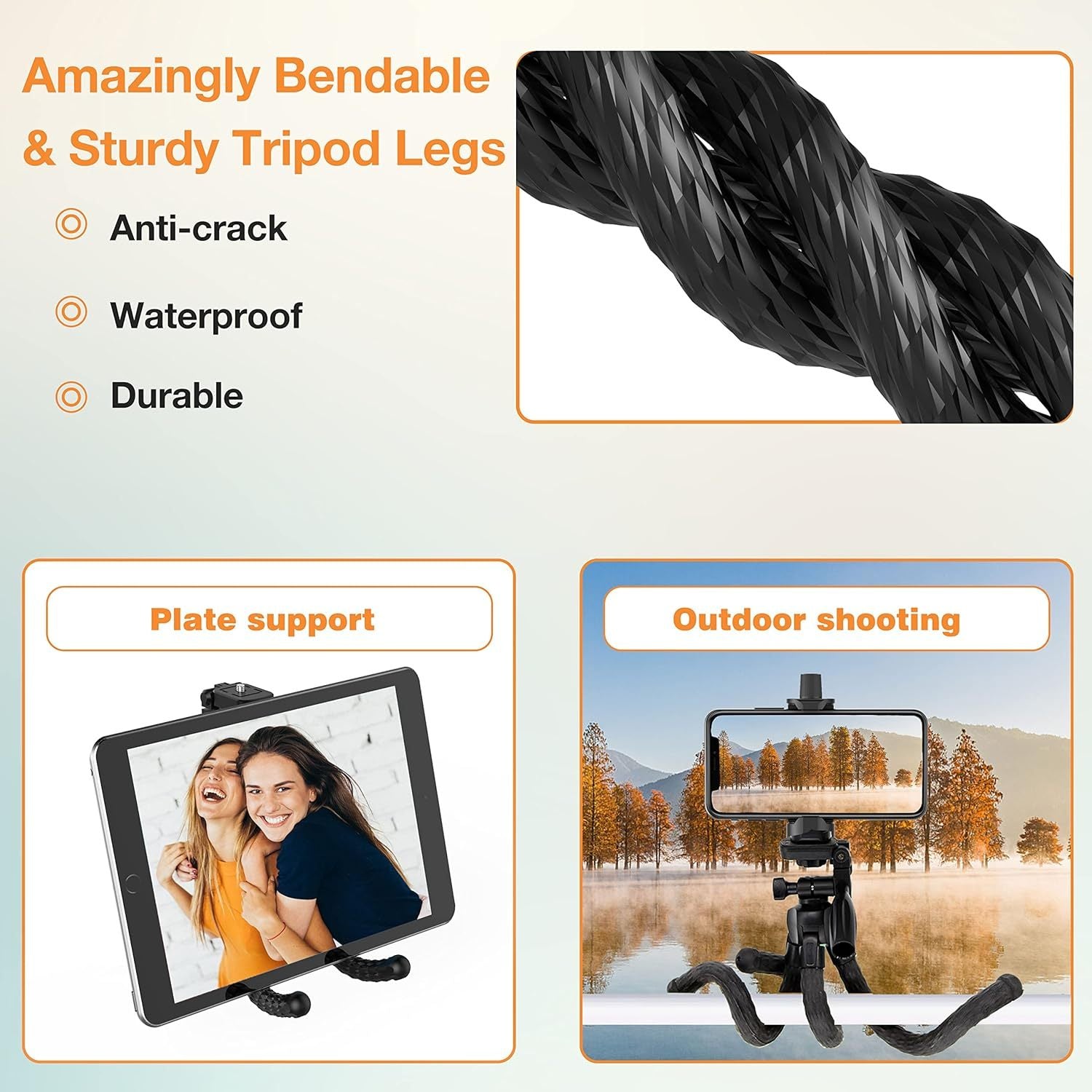 Flexible Octopus Tripod for Phone & Camera - Portable Vlogging Tripod with Bluetooth Remote
