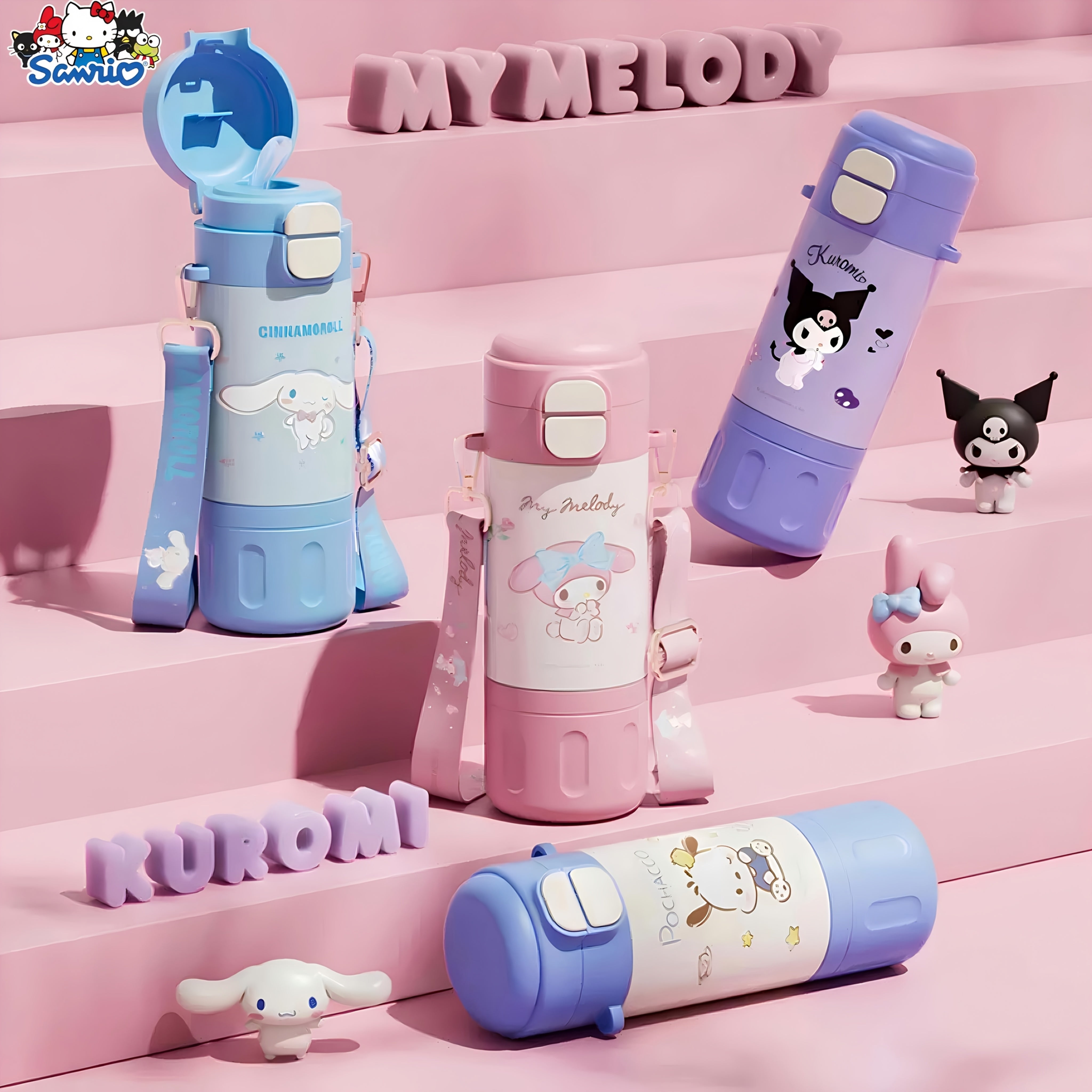 Sanrio Licensed Reusable Straw Cups – My Melody, Cinnamoroll & Kuromi Stainless Steel Character Design 🥤🎀