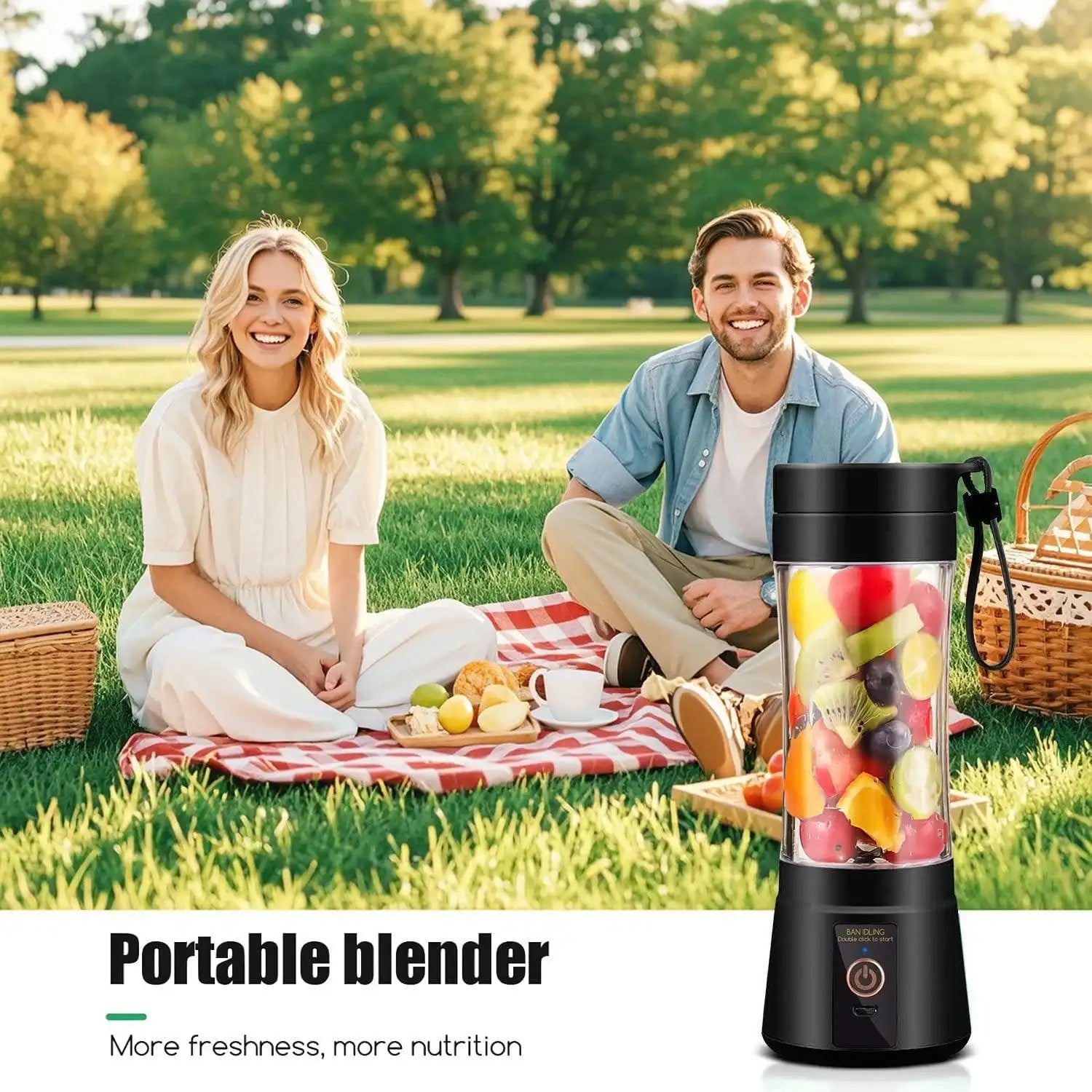 Portable Blender Cup,Electric USB Juicer Blender,Mini Blender Portable Blender For Shakes and Smoothies, juice,380ml, Six Blades Great for Mixing，Pink，Black，Purple - PulinGO