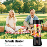Portable Blender Cup,Electric USB Juicer Blender,Mini Blender Portable Blender For Shakes and Smoothies, juice,380ml, Six Blades Great for Mixing，Pink，Black，Purple - PulinGO