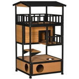 Wooden Cat House – Outdoor Pet Shelter with Weather-Resistant Roof, Raised Base & Ventilation for Cats & Small Animals
