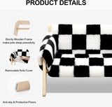 Mewoofun Raised Cat Bed – 56x45cm Sturdy Wooden Leg Sofa with Washable Cover, Soft Checkerboard Couch for Indoor Cats