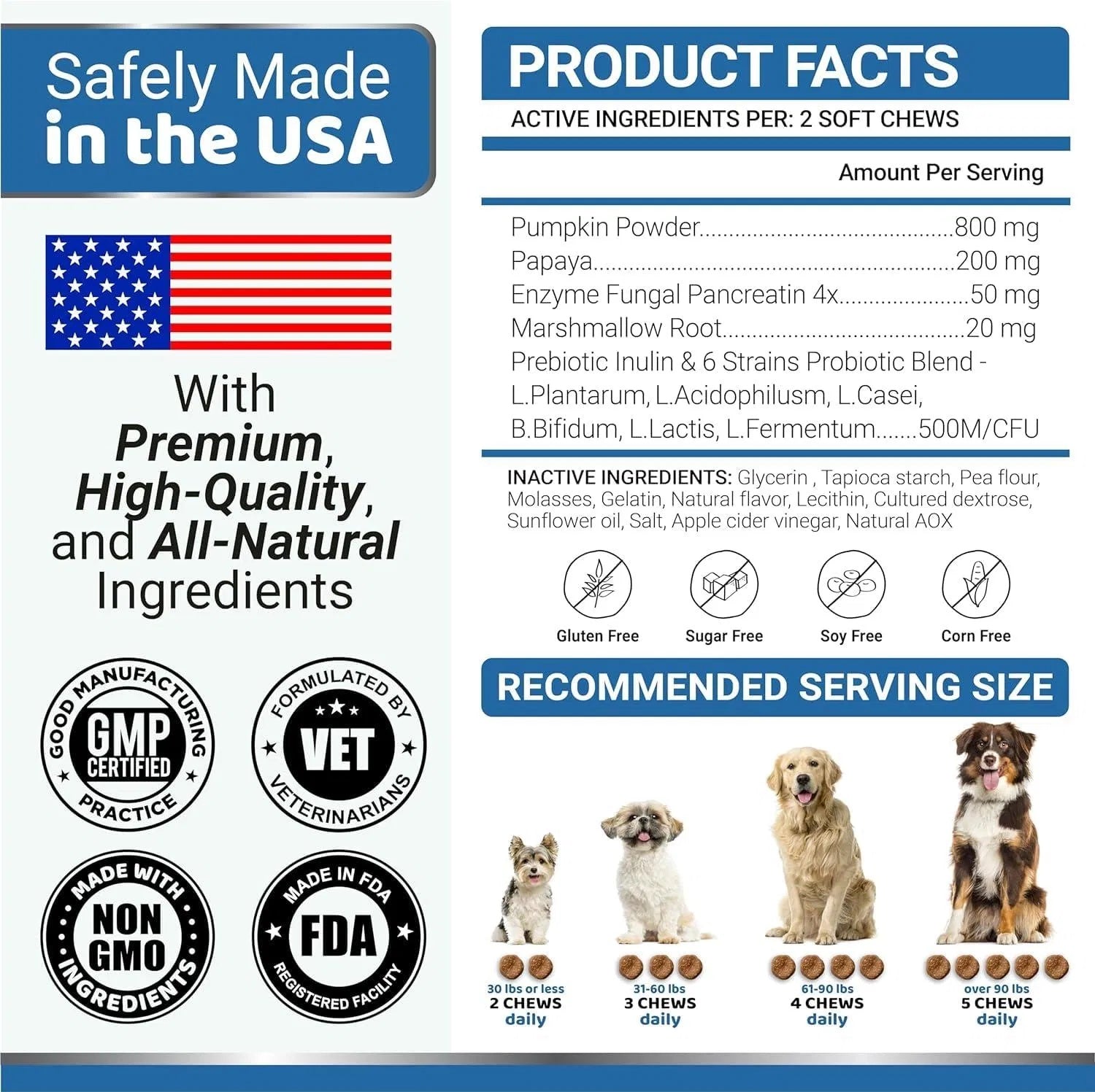 2-Pack Probiotics for Dogs with Digestive Enzymes – Prebiotics & Fiber Chews for Diarrhea, Gas & Constipation Relief