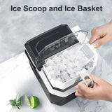 35 Pound Golden Nugget Ice Machine And 26 Pound Bullet Ice Machine, Soft Chew Ice Crusher, Portable Pebble Ice Machine Desktop, Automatic Cleaning Portable Ice Machine with Basket And Spoon, One Click Operation for Home/kitch - PulinGO
