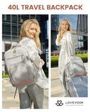 LOVEVOOK 40L Carry-On Travel Backpack for Women with Packing Cubes & Wet Pocket – TSA Approved – Pink Grey