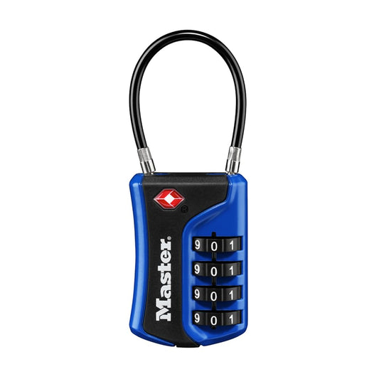Master Lock TSA Approved 4-Digit Combination Luggage Lock with Flexible Cable, Travel Security Padlock