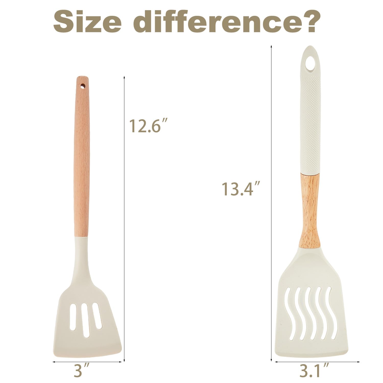 34-Piece Silicone Kitchen Utensil Set with Wooden Handles – Heat Resistant, Non-Stick Safe (Cream White)