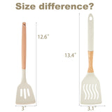 34-Piece Silicone Kitchen Utensil Set with Wooden Handles – Heat Resistant, Non-Stick Safe (Cream White)