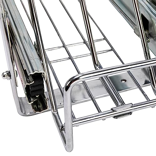 Household Essentials Glidez 2-Tier Pull-Out Cookware Organizer – Chrome Slide-Out Rack with Dual Storage Levels