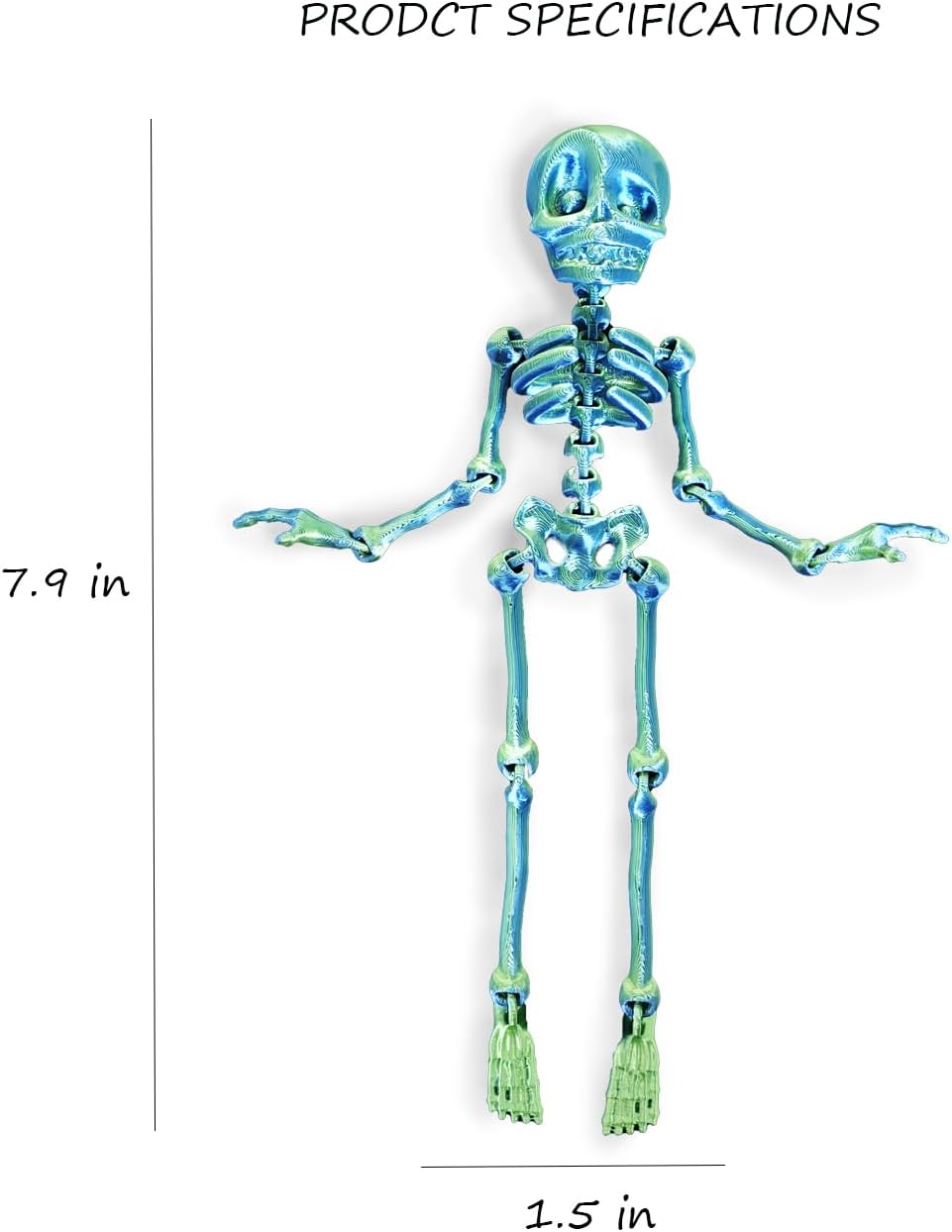 Black 3D Posable Skull Fridge Magnet – Halloween Skeleton Refrigerator Decoration with Movable Joints