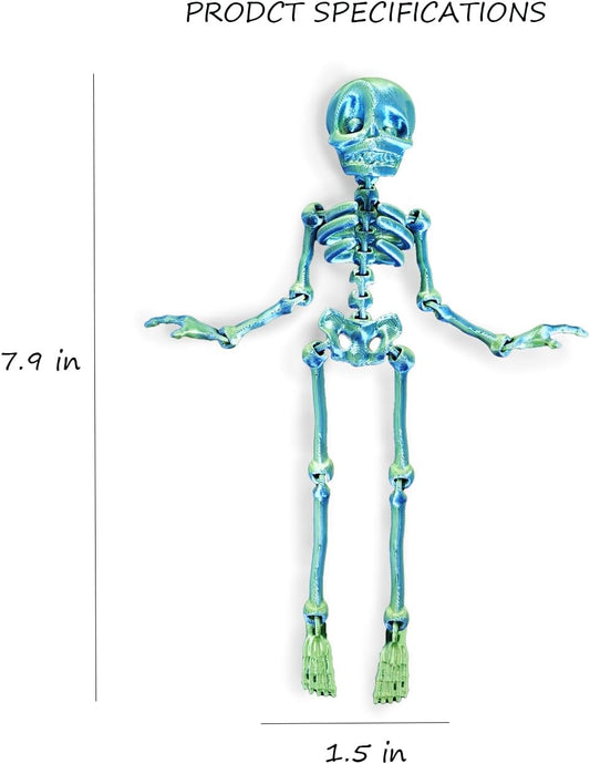 Black 3D Posable Skull Fridge Magnet – Halloween Skeleton Refrigerator Decoration with Movable Joints