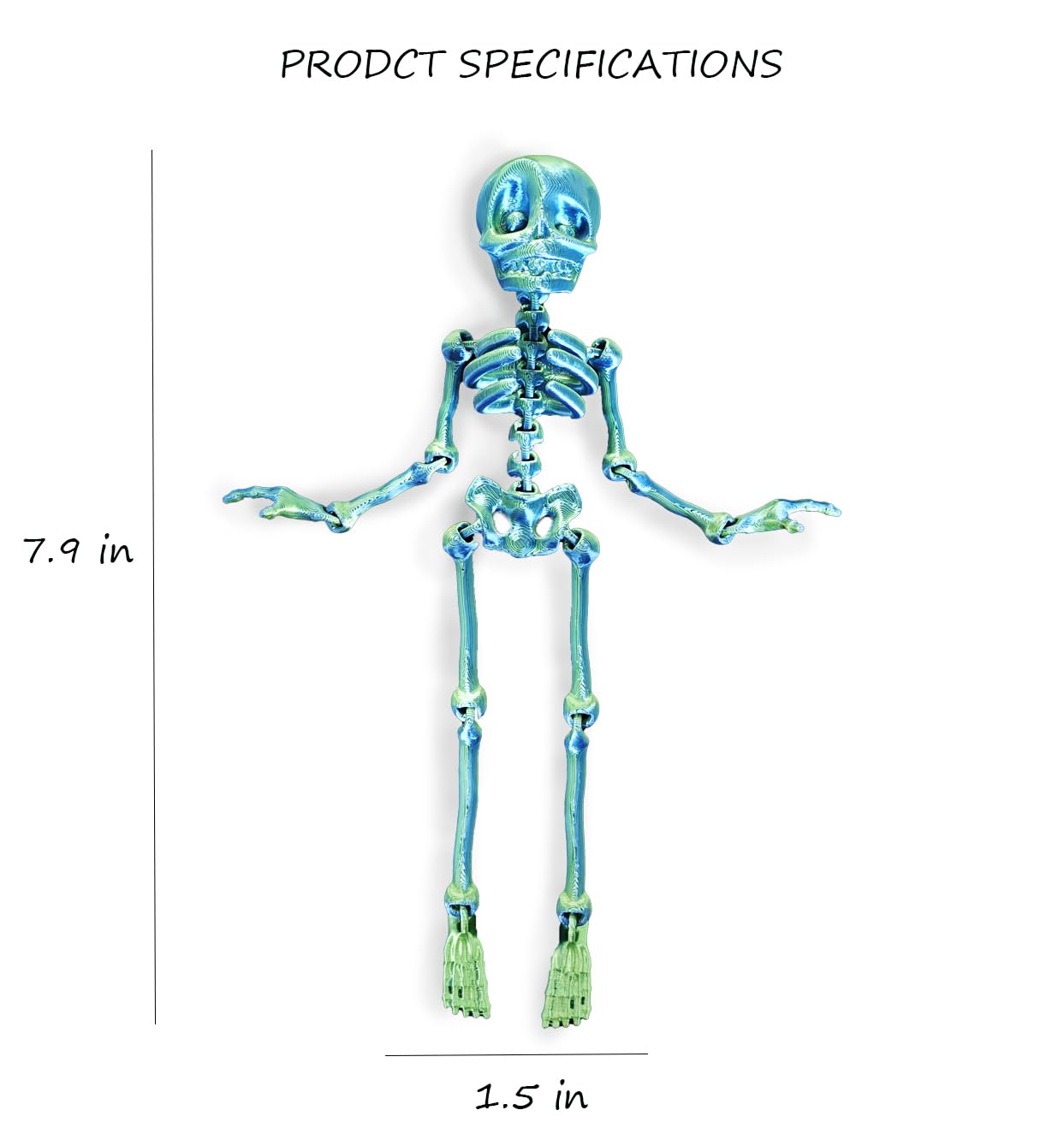 Black 3D Posable Skull Fridge Magnet – Halloween Skeleton Refrigerator Decoration with Movable Joints