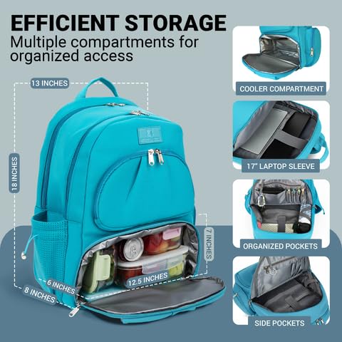 Alira Women’s Lunch Backpack with Insulated Cooler & Belt Bag – Premium Neoprene Work & Travel Laptop Backpack (17”)