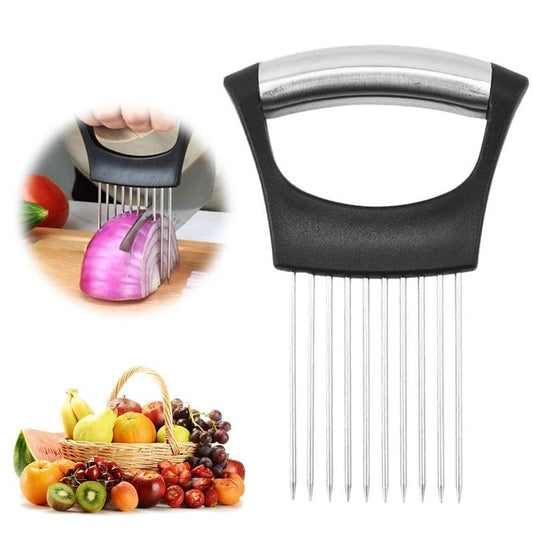 Stainless Steel Onion Holder Slicer – Multi-Purpose Vegetable & Food Slicing Assistant Tool