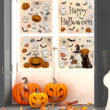 Vintage Halloween Window Clings – 6 Double-Sided PVC Sheets with Ghosts, Pumpkins, Cats & Bats