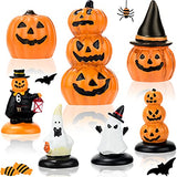 Mini Halloween Pumpkin & Ghost Figurines Set – 7 Resin Garden Ornaments for Table, Cake & DIY Decor