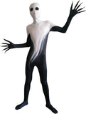 Kids Shadow Demon Halloween Costume – Unisex Black & White Ghost Bodysuit with Hood for Boys & Girls