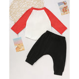 2Pcs Baby Boy Valentine’s Day Outfit – Heart Crusher Print Long Sleeve Top & Pants Set