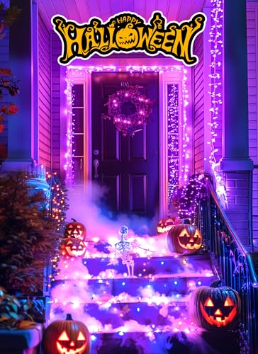 Purple Solar String Lights – 240 LED Outdoor Halloween Fairy Lights for Yard, Garden & Patio Decor (19.6 ft)