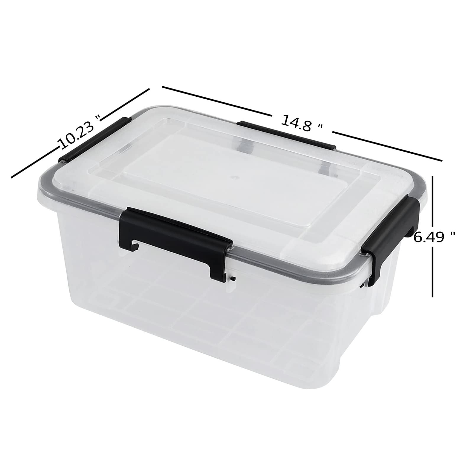 6-Pack Clear Airtight Storage Containers with Locking Lids – 10L Stackable Multi-Purpose Organizer Boxes